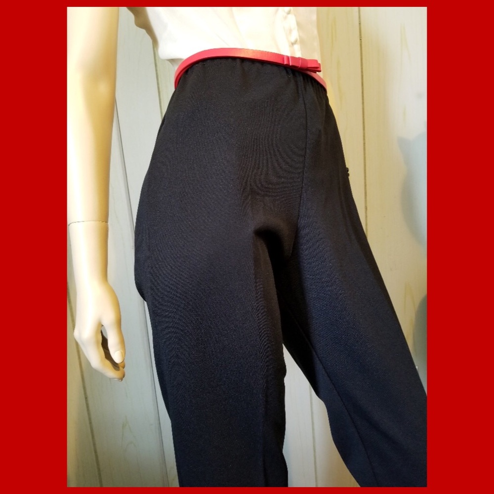 Vintage 80s High Waisted Black Polyester Pants